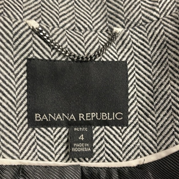 BANANA REPUBLIC  Women's The Neck Jacket Herringbone Pattern With Tie Blazer Sz4 - Picture 7 of 10